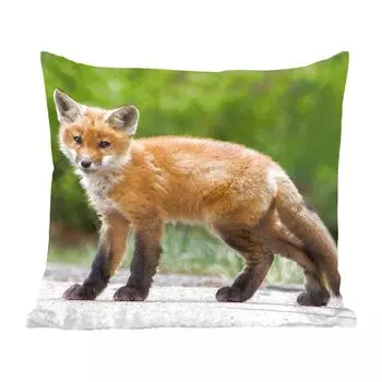 Декоративная подушка MuchoWow диванная подушка для гостиной декоративная подушка 50 x 50 см лиса - щенок - улица - чехлы на подушки - украшение - спальня
