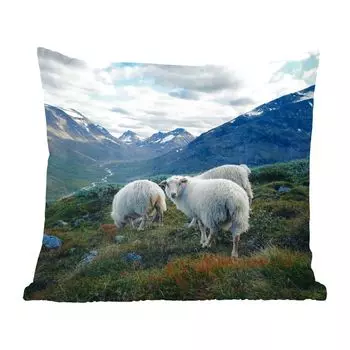 Декоративная подушка MuchoWow диванная подушка для гостиной декоративная подушка 60 x 60 см овца - природа - горы - чехол на подушку - хлопчатобумажная ткань - декоративные наволочки