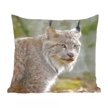 Декоративная подушка MuchoWow диванная подушка для гостиной декоративная подушка 60 x 60 см рысь - лесной - серый - чехол на подушку - хлопчатобумажная ткань - декоративные наволочки