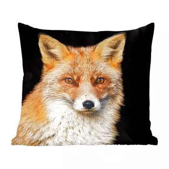 Декоративная подушка MuchoWow диванная подушка для гостиной декоративная подушка 60 x 60 см лиса - красный - черный - чехол на подушку - хлопчатобумажная ткань - декоративные наволочки