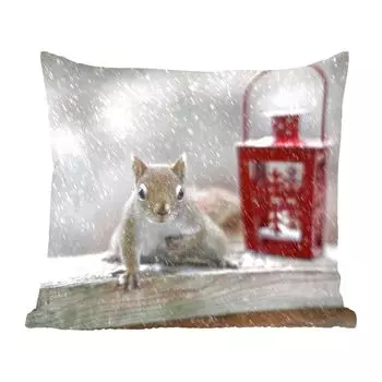Декоративная подушка MuchoWow диванная подушка для гостиной декоративная подушка 60 x 60 см белка - фонарь - снежинка - зима - чехол на подушку - хлопчатобумажная ткань - декоративные наволочки