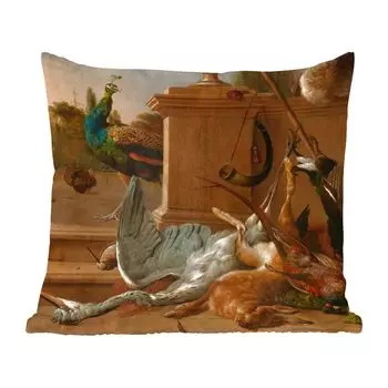 Декоративная подушка MuchoWow диванная подушка для гостиной декоративная подушка 60 х 60 см охотничьи ботинки на платформе - картина Мельхиора д'Хондекутера - чехол на подушку - хлопчатобумажная ткань - декоративные чехлы на подушки