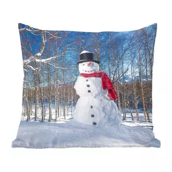 Декоративная подушка MuchoWow диванная подушка для гостиной декоративная подушка 45x45 см Снежная кукла недалеко от Анкориджа на Аляске на Рождество - чехлы для подушек - декоративные чехлы для подушек - декоративные чехлы для подушек