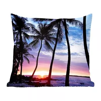 Декоративная подушка MuchoWow диванная подушка для гостиной декоративная подушка 60х60 см Красочный закат за рядом пальм на Гавайях - чехол на подушку - хлопчатобумажная ткань - декоративные наволочки