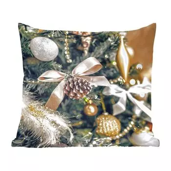 Декоративная подушка MuchoWow диванная подушка для гостиной декоративная подушка 50х50 см Елочные игрушки крупным планом - чехлы на подушки - украшение - спальня