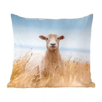 Декоративная подушка MuchoWow диванная подушка для гостиной декоративная подушка 60 x 60 см овца - трава - море - чехол на подушку - хлопчатобумажная ткань - декоративные наволочки