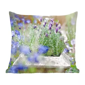 Декоративная подушка MuchoWow диванная подушка для гостиной декоративная подушка 40x40 см крупный план лаванды в саду - чехлы на диванные подушки - без наполнителя