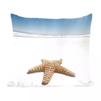 Декоративная подушка MuchoWow, диванная подушка для гостиной, декоративная подушка 60 x 60 см, морская звезда - пляж - небо - чехол на подушку - хлопчатобумажная ткань - декоративные наволочки