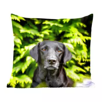 Декоративная подушка MuchoWow диванная подушка для гостиной декоративная подушка 60x60 см Черный лабрадор-ретривер посреди зеленых листьев - чехол на подушку - хлопчатобумажная ткань - декоративные наволочки