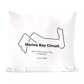 Декоративная подушка MuchoWow, диванная подушка для гостиной, декоративная подушка 60x60 см F1 - Сингапур - гоночная трасса - чехол на подушку - хлопчатобумажная ткань - декоративные наволочки
