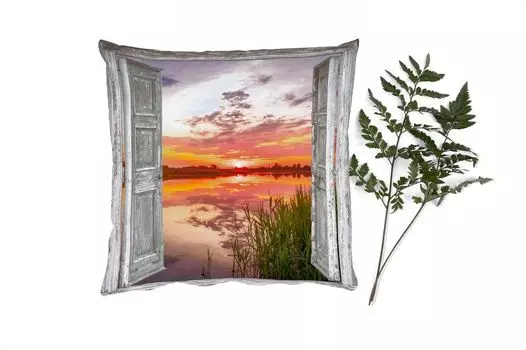 Декоративная подушка MuchoWow диванная подушка для гостиной декоративная подушка 60 x 60 см пейзаж - закат - вода - вид - чехол на подушку - хлопчатобумажная ткань - декоративные наволочки