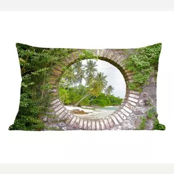 Декоративная подушка MuchoWow диванная подушка для гостиной декоративная подушка 50 x 30 см пальмы - тропические - прозрачные - пляжные - чехлы на диванные подушки - без наполнителя