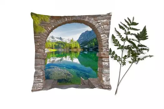 Декоративная подушка MuchoWow диванная подушка для гостиной декоративная подушка 60 x 60 см вид - горы - пейзаж - вода - чехол на подушку - хлопчатобумажная ткань - декоративные наволочки