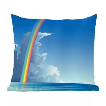 Декоративная подушка MuchoWow диванная подушка для гостиной декоративная подушка 45х45 см Иллюстрация радуги над морем - чехлы на подушки - чехлы декоративные - чехлы декоративные
