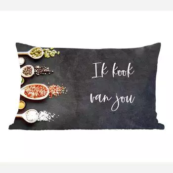 Декоративная подушка MuchoWow диванная подушка для гостиной декоративная подушка 50 х 30 см Готовлю от вас - партнер - цитаты - специи - чехлы на диванные подушки - без наполнителя