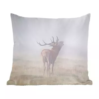 Декоративная подушка MuchoWow диванная подушка для гостиной декоративная подушка 60 x 60 см олень - трава - туман - чехол на подушку - хлопчатобумажная ткань - декоративные наволочки