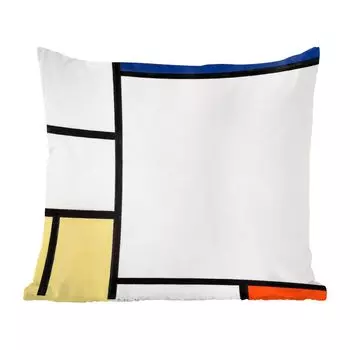 Декоративная подушка MuchoWow диванная подушка для гостиной декоративная подушка 40х40 см композиция с синим, желтым, черным и красным - Пит Мондриан - чехлы на диванные подушки - без наполнителя