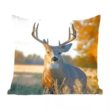Декоративная подушка MuchoWow диванная подушка для гостиной декоративная подушка 60 x 60 см олень - трава - осень - рога - природа - животные - чехол на подушку - хлопчатобумажная ткань - декоративные наволочки