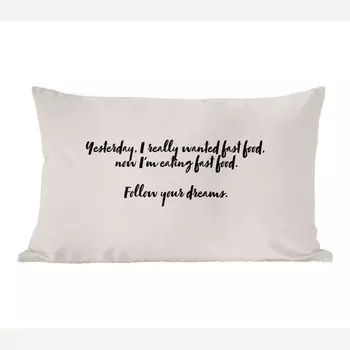 Декоративная подушка MuchoWow диванная подушка для гостиной декоративная подушка 50 х 30 см любители фастфуда - фастфуд - цитаты - пословицы - следуй за своей мечтой - чехлы на диванные подушки - без наполнителя