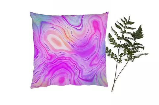 Декоративная подушка MuchoWow диванная подушка для гостиной декоративная подушка 60 x 60 см неон - агатовая геода - камни - чехол на подушку - хлопчатобумажная ткань - декоративные чехлы на подушки