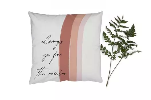 Декоративная подушка MuchoWow диванная подушка для гостиной декоративная подушка 45 x 45 см радуга - всегда идите навстречу радуге - цитаты - текст - чехлы на подушки - чехлы декоративные - чехлы декоративные