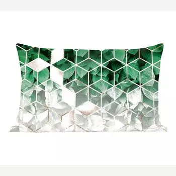 Декоративная подушка MuchoWow диванная подушка для гостиной декоративная подушка 50 х 30 см листья - золото - кубики - люкс - чехлы на диванные подушки - без наполнителя, мультиколор