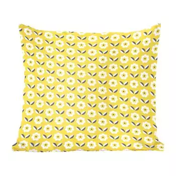 Декоративная подушка MuchoWow диванная подушка для гостиной декоративная подушка 60 x 60 см цветок - желтый - узор - лето - чехол на подушку - хлопчатобумажная ткань - декоративные наволочки