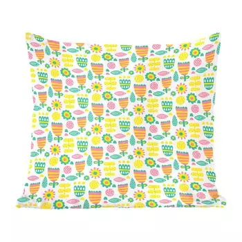 Декоративная подушка MuchoWow, диванная подушка для гостиной, декоративная подушка 60 x 60 см. Скандинавский стиль - цветы - весна - узор - чехол на подушку - хлопчатобумажная ткань - декоративные наволочки