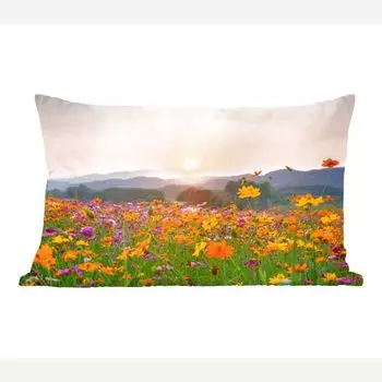 Декоративная подушка MuchoWow диванная подушка для гостиной декоративная подушка 50х30 см цветы - закат - горы - чехлы на диванные подушки - без наполнителя