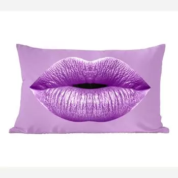 Декоративная подушка MuchoWow диванная подушка для гостиной декоративная подушка 50х30 см губы - пастель - фиолетовый - чехлы на диванные подушки - без наполнителя