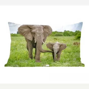 Декоративная подушка MuchoWow диванная подушка для гостиной декоративная подушка 50х30 см слон - природа - парк - чехлы на диванные подушки - без наполнителя