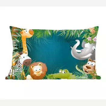 Декоративная подушка MuchoWow диванная подушка для гостиной декоративная подушка 50 х 30 см цвета - животные джунглей - листья - девочки - мальчики - дети - чехлы на диванные подушки - без наполнителя