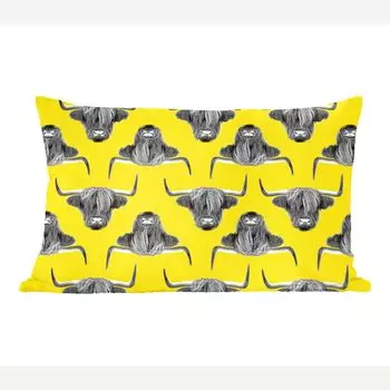 Декоративная подушка MuchoWow диванная подушка для гостиной декоративная подушка 50 x 30 см Scottish Highlander - узор - желтый - чехлы на диванные подушки - без наполнителя