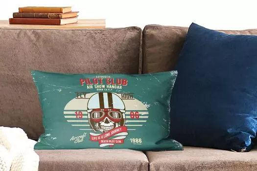 Декоративная подушка MuchoWow диванная подушка для гостиной декоративная подушка 50 x 30 см череп - одежда - пилот - винтаж - чехлы на диванные подушки - без наполнителя