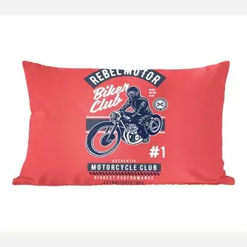 Декоративная подушка MuchoWow, диванная подушка для гостиной, декоративная подушка 50x30 см, мотоцикл - мужчина - ретро - цитата - чехлы на диванные подушки - без наполнителя