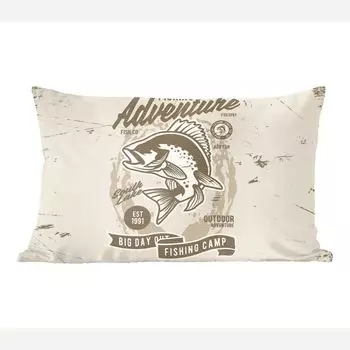 Декоративная подушка MuchoWow диванная подушка для гостиной декоративная подушка 50 х 30 см рыба - буквы - винтажный рисунок - чехлы на диванные подушки - без наполнителя