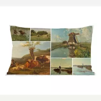 Декоративная подушка MuchoWow, диванная подушка для гостиной, декоративная подушка 50x30 см, коллаж - Нидерланды - искусство - чехлы на диванные подушки - без наполнителя