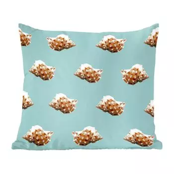 Декоративная подушка MuchoWow диванная подушка для гостиной декоративная подушка 45х45 см ракушки - узор - зеленый - чехлы на подушки - чехлы декоративные - чехлы декоративные
