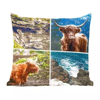 Декоративная подушка MuchoWow диванная подушка для гостиной декоративная подушка 40 x 40 см Scottish Highlander - природа - море - чехлы на диванные подушки - без наполнителя