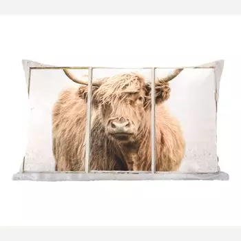 Декоративная подушка MuchoWow диванная подушка для гостиной декоративная подушка 50 x 30 см Scottish Highlander - вид - туман - чехлы на диванные подушки - без наполнителя