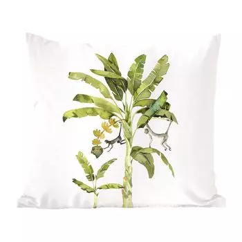 Декоративная подушка MuchoWow диванная подушка для гостиной декоративная подушка 60 x 60 см джунгли - пальма - обезьяна - чехол на подушку - хлопчатобумажная ткань - декоративные наволочки