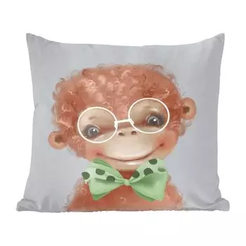 Декоративная подушка MuchoWow диванная подушка для гостиной декоративная подушка 40х40 см обезьянка - детская - бантик - чехлы на диванные подушки - без наполнителя