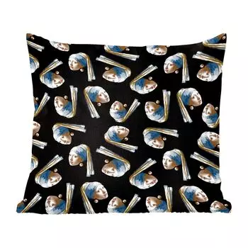 Декоративная подушка MuchoWow диванная подушка для гостиной декоративная подушка 60х60 см выкройка - Девушка с жемчужной сережкой - Вермеер - чехол на подушку - хлопчатобумажная ткань - декоративные наволочки