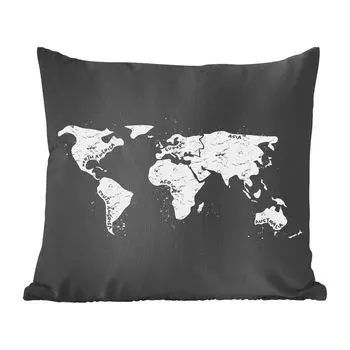Декоративная подушка MuchoWow диванная подушка для гостиной декоративная подушка 60 x 60 см карта мира - мрамор - черный - белый - чехол на подушку - хлопчатобумажная ткань - декоративные наволочки
