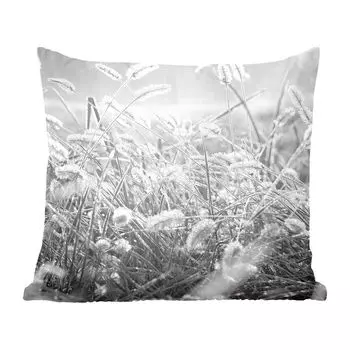 Декоративная подушка MuchoWow, диванная подушка для гостиной, декоративная подушка 60 x 60 см, зима - черный - белый - мороженое - чехол на подушку - хлопчатобумажная ткань - декоративные наволочки