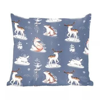 Декоративная подушка MuchoWow диванная подушка для гостиной декоративная подушка 60 x 60 см зима - медведь - олень - лиса - чехол на подушку - хлопчатобумажная ткань - декоративные наволочки