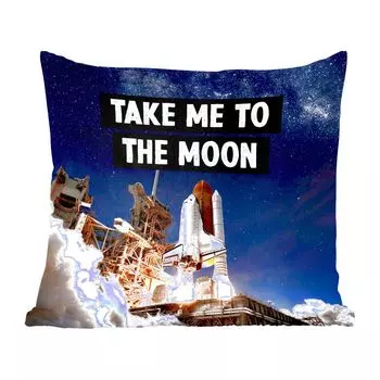 Декоративная подушка MuchoWow диванная подушка для гостиной декоративная подушка 40 x 40 см ракета - цитаты - «Отвези меня на луну» - пословицы - мальчики - дети - дети - чехлы на диванные подушки - без наполнителя