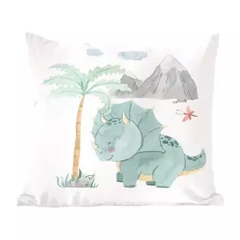 Декоративная подушка MuchoWow диванная подушка для гостиной декоративная подушка 60 x 60 см детская комната - дерево - динозавр - мальчик - девочка - дети - чехол на подушку - хлопчатобумажная ткань - декоративные наволочки