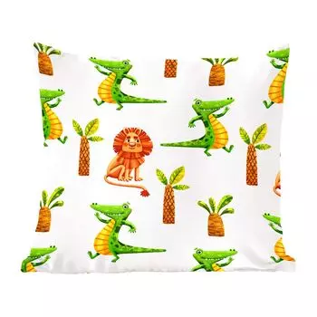 Декоративная подушка MuchoWow диванная подушка для гостиной декоративная подушка 60 x 60 см джунгли - животные - пальмы - чехол на подушку - хлопчатобумажная ткань - декоративные чехлы на подушки