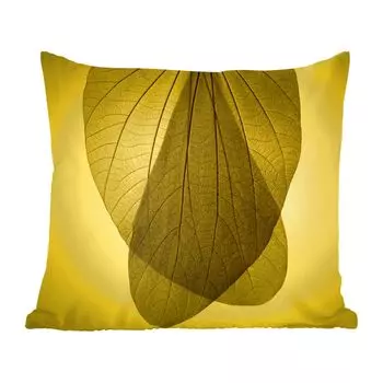 Декоративная подушка MuchoWow диванная подушка для гостиной декоративная подушка 40x40 см скелет из нескольких ботанических листьев на желтом фоне - чехлы для диванных подушек - без наполнителя